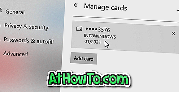 Microsoft Edgen tallennettujen luottokorttien poistaminen Windows 10: ssä