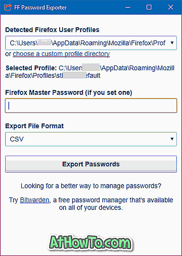 फ़ायरफ़ॉक्स 57 और बाद के संस्करणों के लिए पासवर्ड एक्सपोर्टर