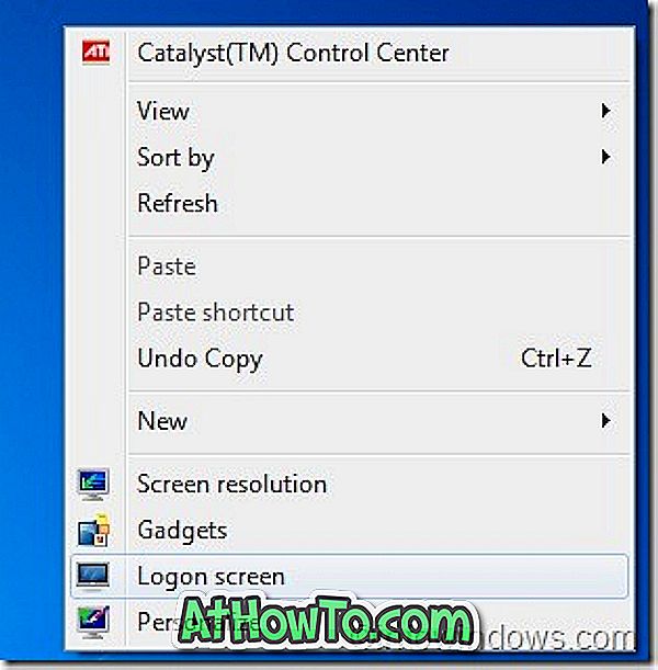 Logon Screen tilføjer Skift Logon Screen Option til Desktop Kontekst Menu i Windows 7