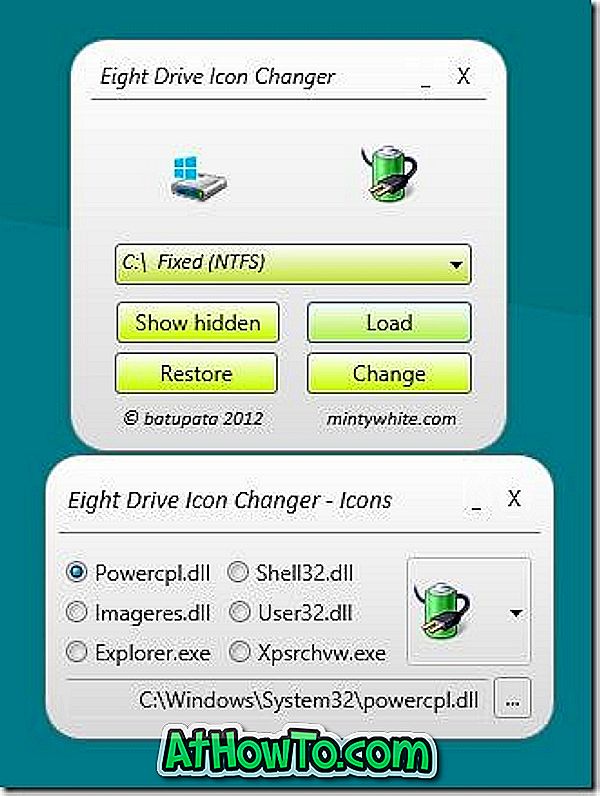 Astoņu disku ikonas mainītājs: mainiet Windows 8 disku ikonas