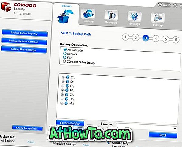 Comodo Backup: automātiskā failu dublēšana un atkopšana operētājsistēmai Windows 7