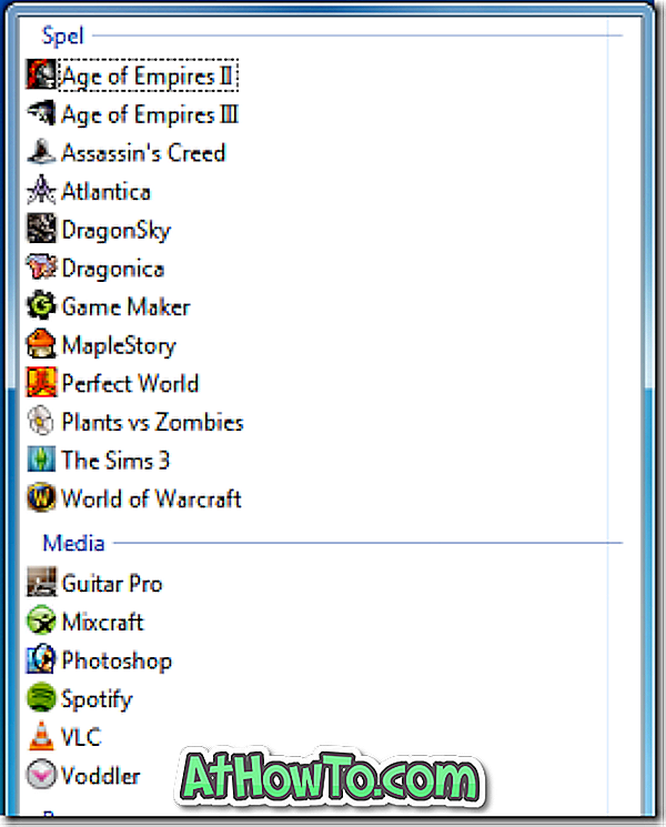 Jumplists: Senarai Lompat Pencipta lain yang berguna untuk Windows 7