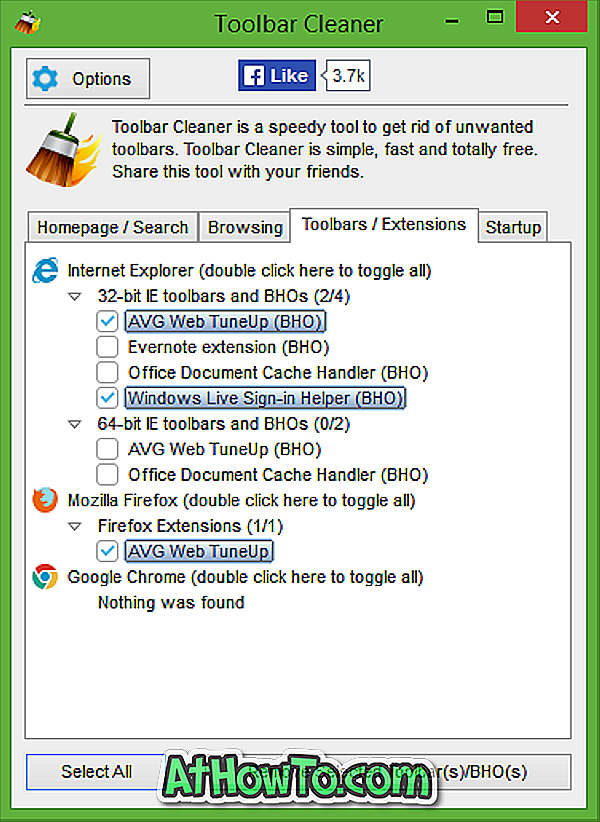 Toolbar Cleaner: Buang Toolbar Browser Web Yang Tidak Dikehendaki