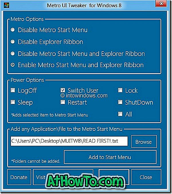 Metro UI Tweaker operētājsistēmai Windows 8
