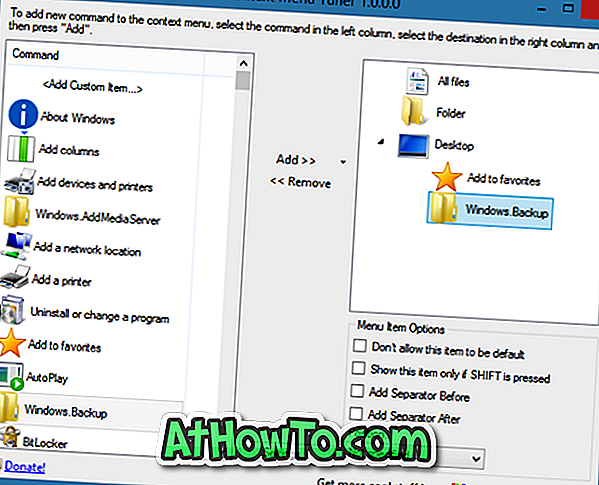 Как да добавите скрити опции към контекстното меню в Windows 7 / 8.1