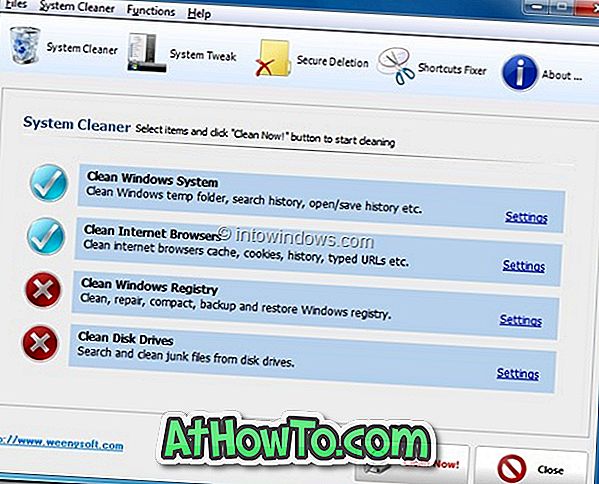 Weeny Free System Cleaner: Clean, Tweak, Secure & Fix Windows