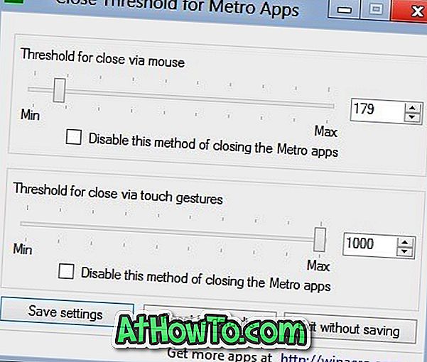 Modifica il comportamento di chiusura delle app Metro con soglia vicina per Metro Apps Tool