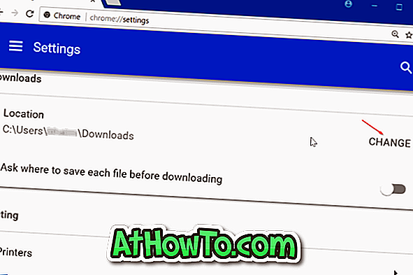 Ändra Google Chrome Default Download Folder i Windows 10