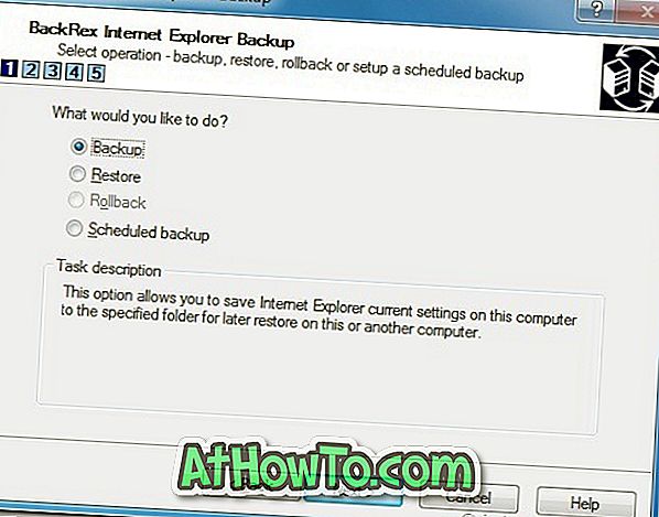 Varmuuskopioi ja palauta Internet Explorerin asetukset BackRex IE Backup -toiminnolla