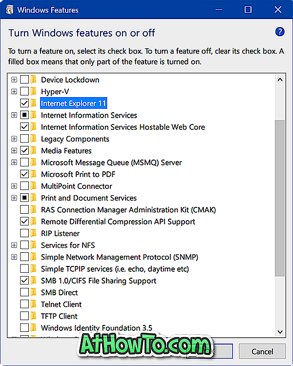 Windows 10 -toimintojen ottaminen käyttöön tai poistaminen käytöstä