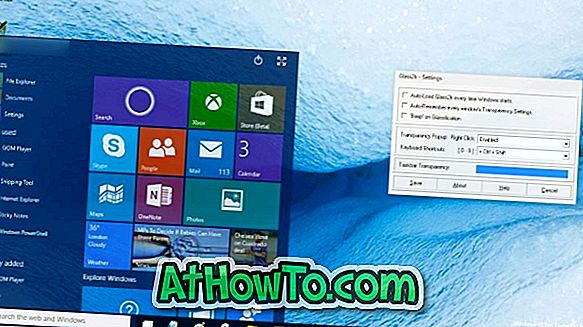 Ako urobiť Windows 10 Build 9926 Štart Menu Transparentné
