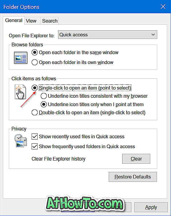 विंडोज 10 में सिंगल क्लिक के साथ फाइल और फोल्डर्स कैसे खोलें