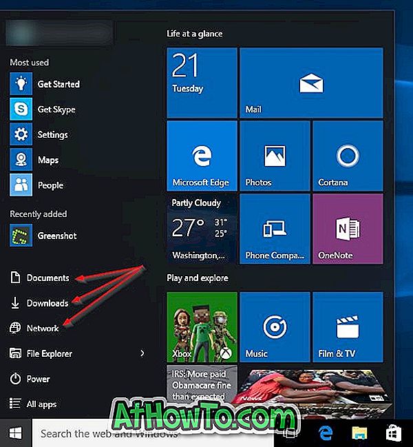 Как се добавят папки за изтегляне и документи към менюто "Старт" в Windows 10