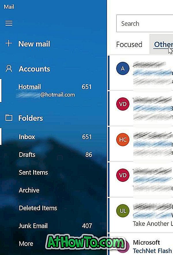 Windows 10 Mail Appでスパムまたはジャンクメールのフォルダを開く方法