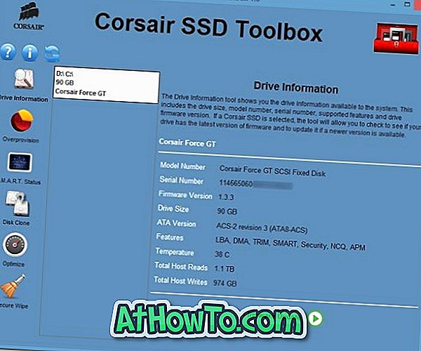 विंडोज 10 के लिए Corsair SSD टूलबॉक्स
