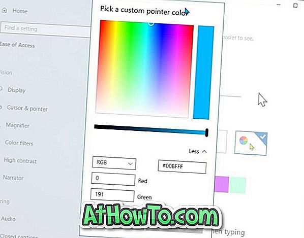 Sådan indstilles brugerdefineret farve til musepekeren i Windows 10