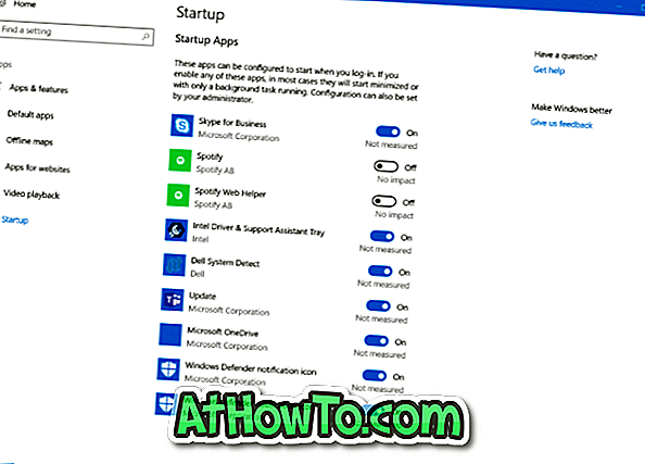 Administrer Windows 10 Startup Apps via indstillinger
