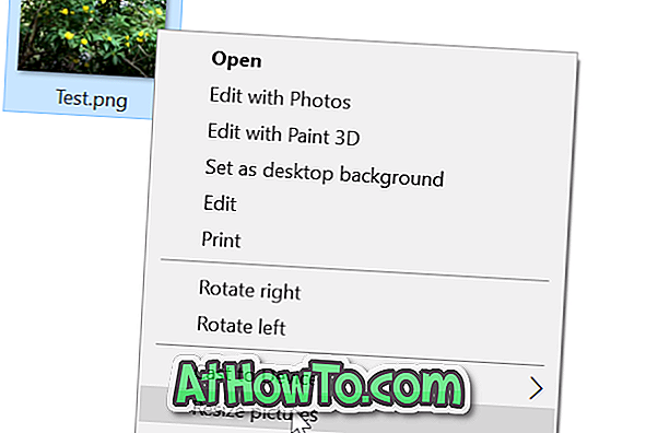 Ændre størrelse på billeder fra kontekstmenu i Windows 10