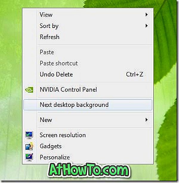 Pikanäppäin seuraavaan työpöydän taustaan ​​Windows 7 / Windows 8: ssa