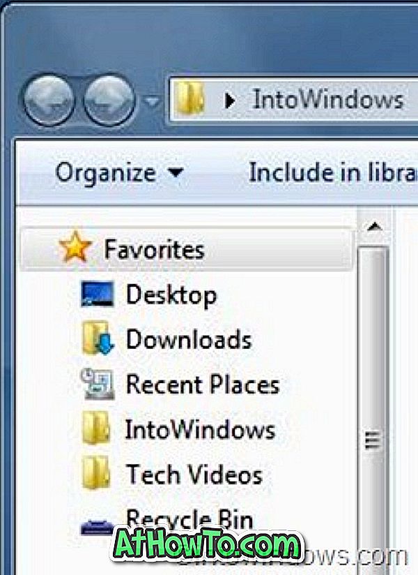 Kā pievienot mapi favorītiem Windows 7 Explorer