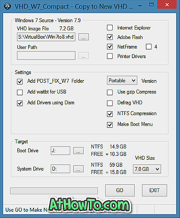 Създаване на преносим Windows 7 USB с помощта на VHD W7 Compact