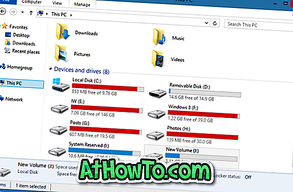 Verschieben des Detailbereichs in Windows 8.1 File Explorer nach unten