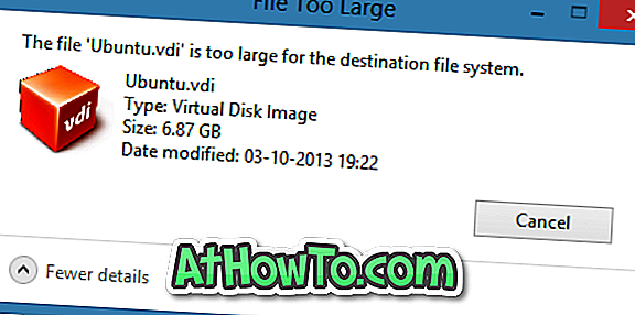 फिक्स: फाइल डेस्टिनेशन फाइल सिस्टम के लिए बहुत बड़ी है