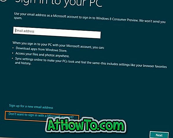 Tạo tài khoản người dùng mà không cần sử dụng địa chỉ email trong Windows 8