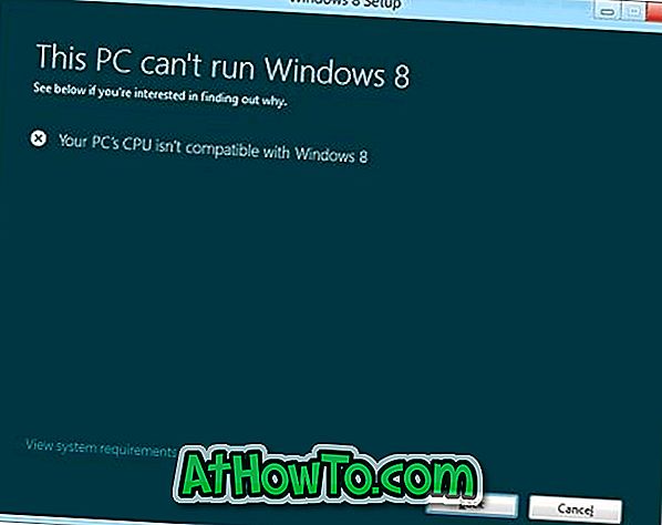 Fix: CPU на вашия компютър не е съвместим с Windows 8 грешка